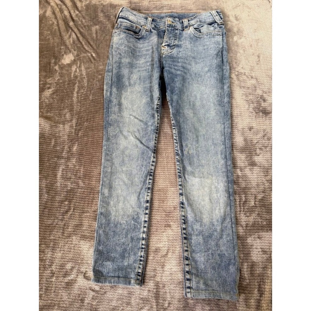 True Religion Geno Relaxed Slim Light Wash Blue Denim Jeans Mens 32x28